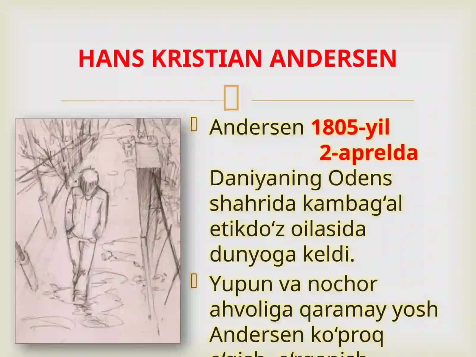 5-sinf Adabiyot Xans Kristian Andersen Bulbul ertagi dars taqdimoti 3