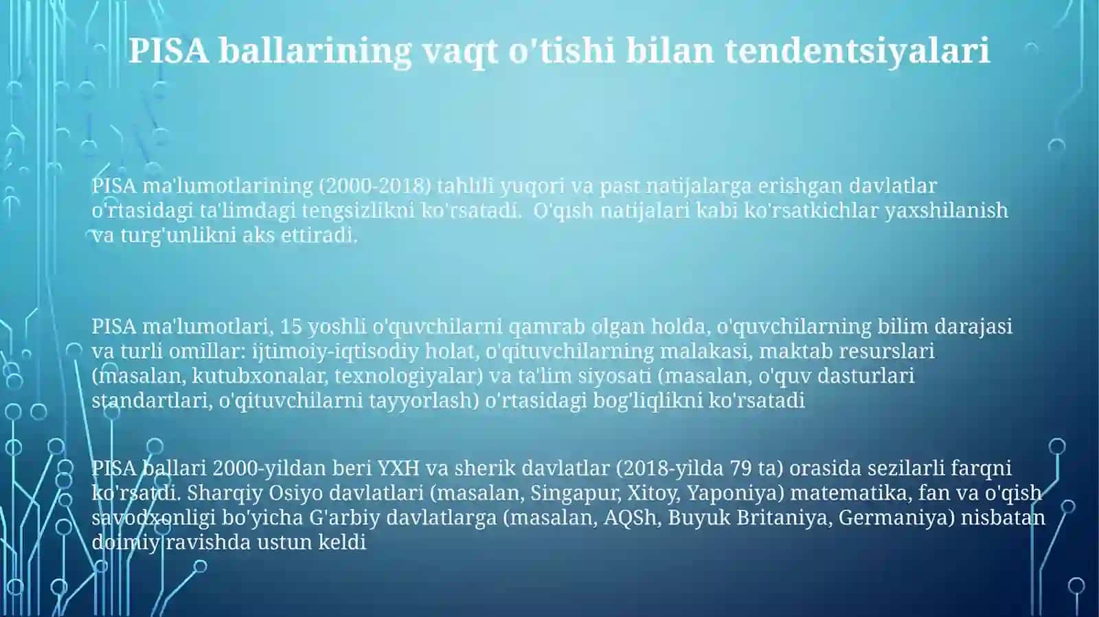 PISA xalqaro baholash dasturida "O'zgarish va bog'lanishlar" 3