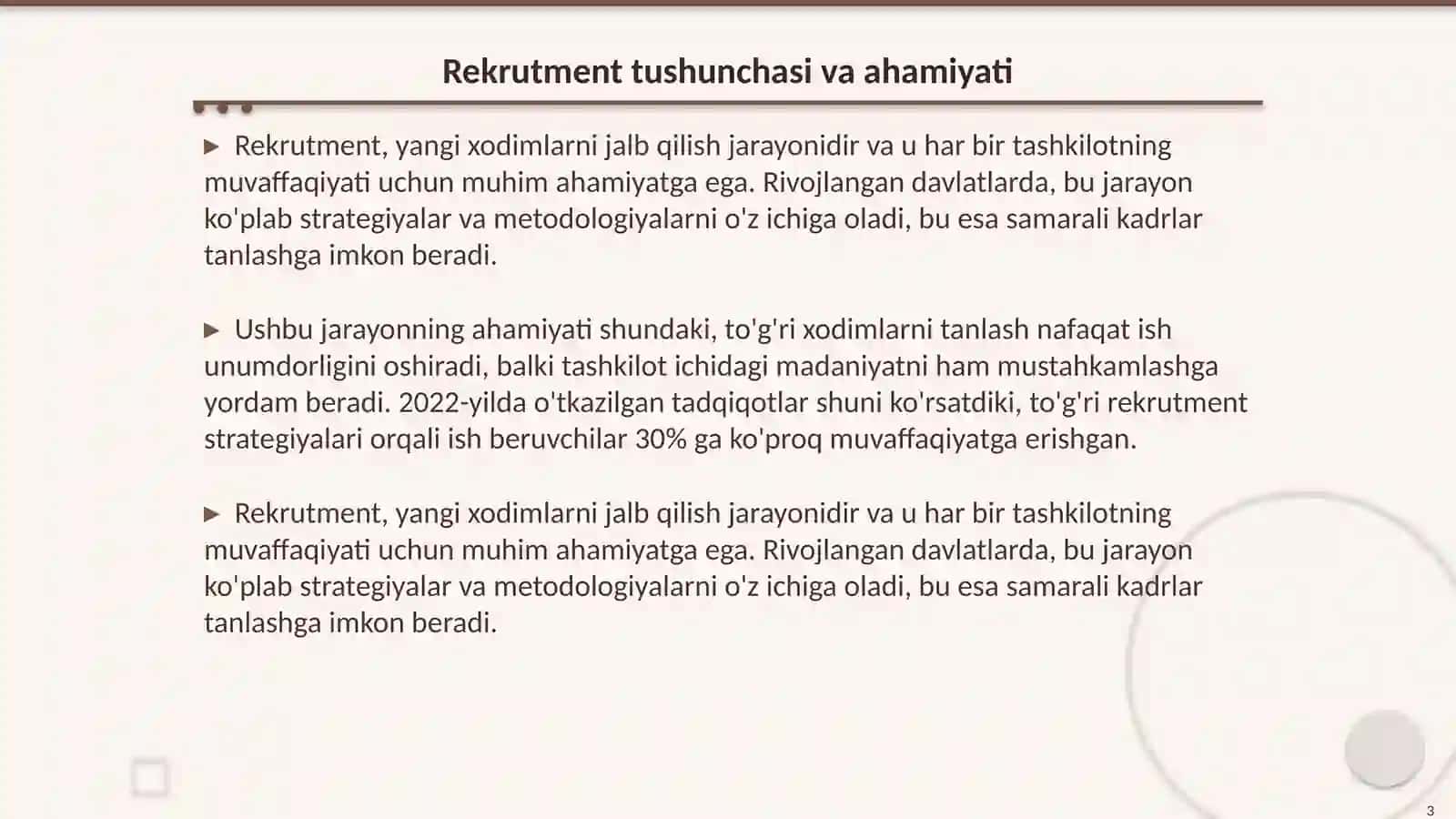 Rekrutment tushunchasi va ahamiyati 3