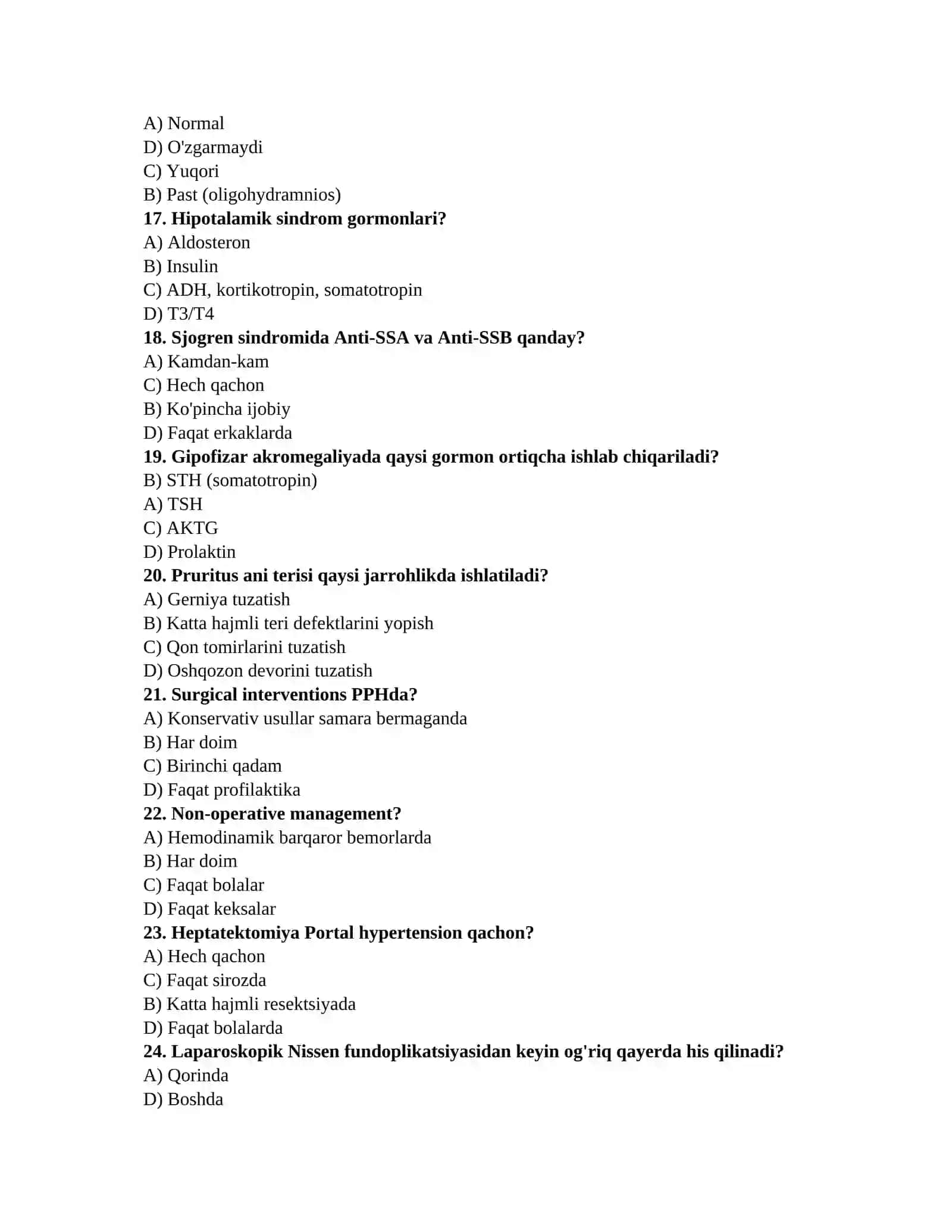 Tibbiyot malaka testi 3