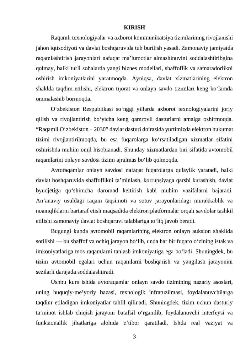 Avtoraqamlar onlayn savdosini o‘rgatuvchi dasturiy ta’minot 3