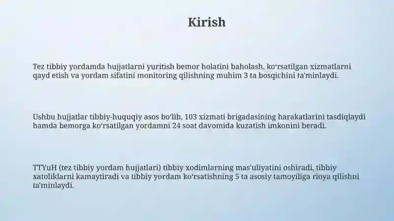 Tez tibbiy yordamda yuritiladigan hujjatlar 3
