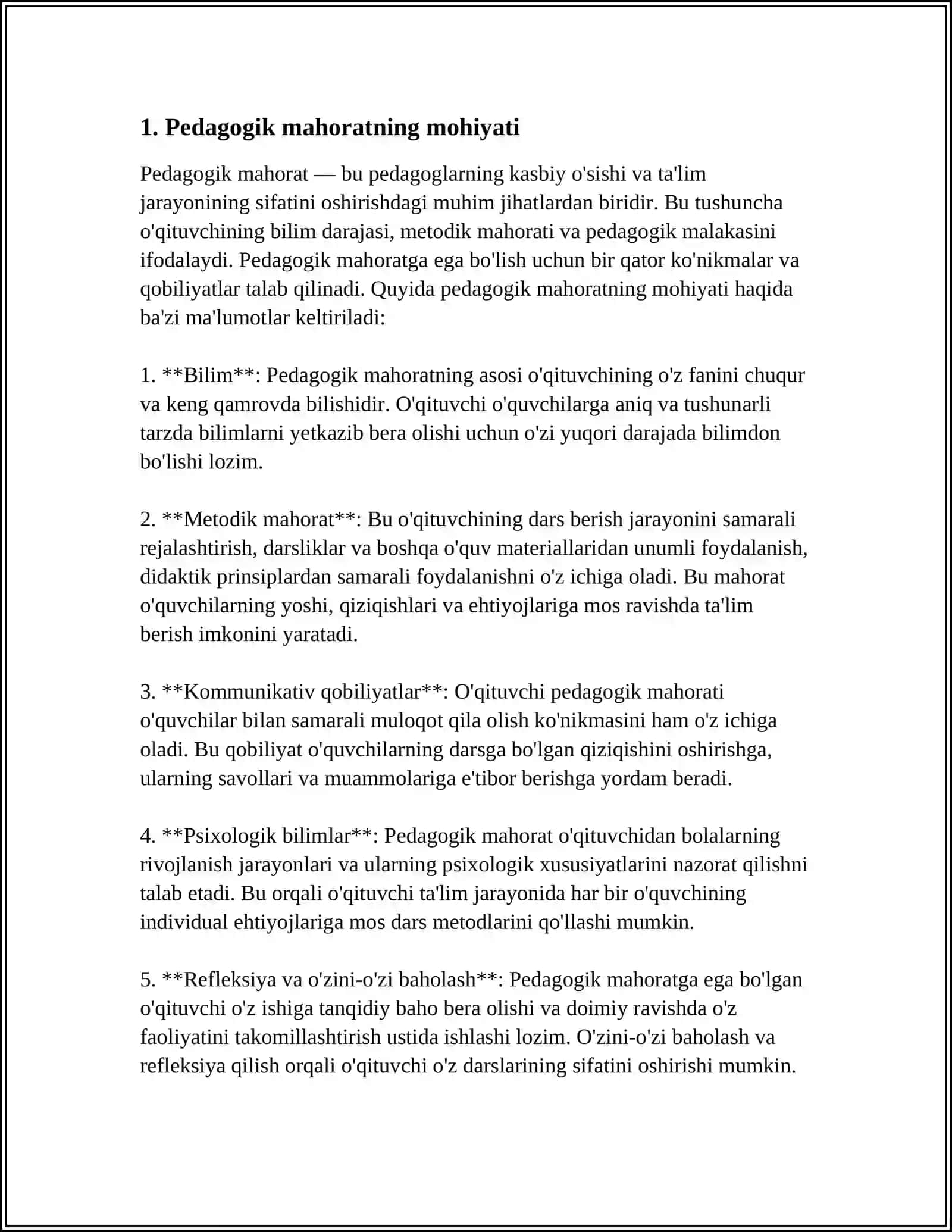 PEDAGOGIK MAHORAT VA UNING O'QITUVCHI FAOLIYATIDA O'RNI 3