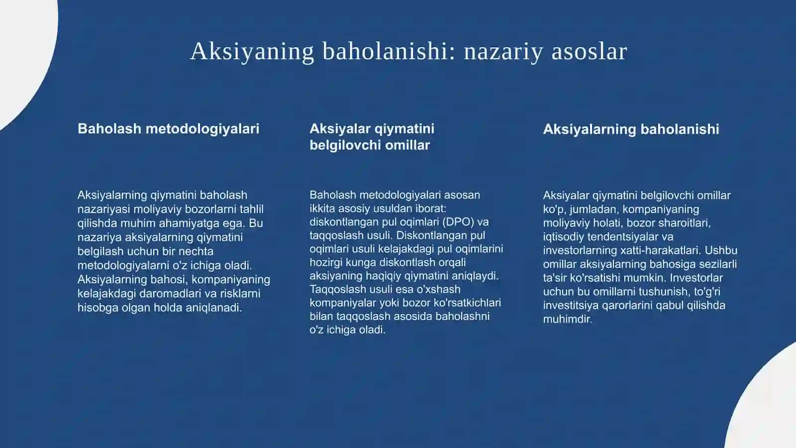 Aksiyaning baholanishi: nazariy asoslar va metodologiya 3