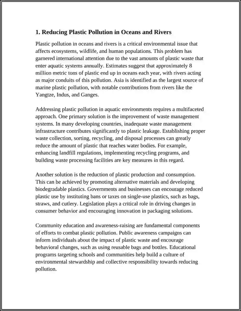 Reducing Plastic Pollution in Oceans and Rivers 3