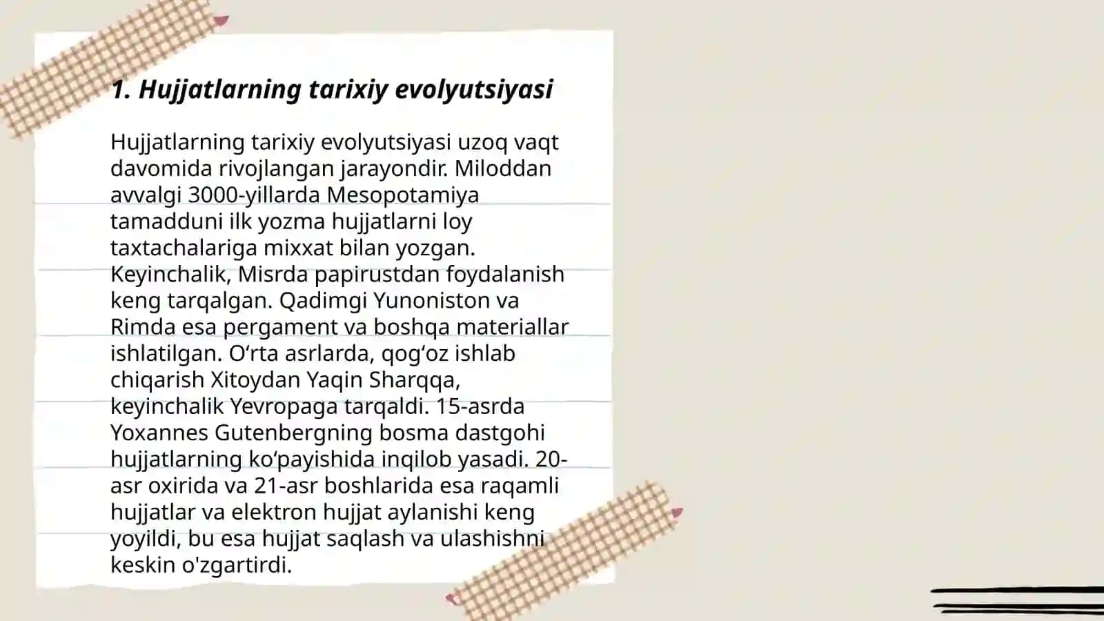 Hujjatlarning paydo bo’lishi va tarixi 3