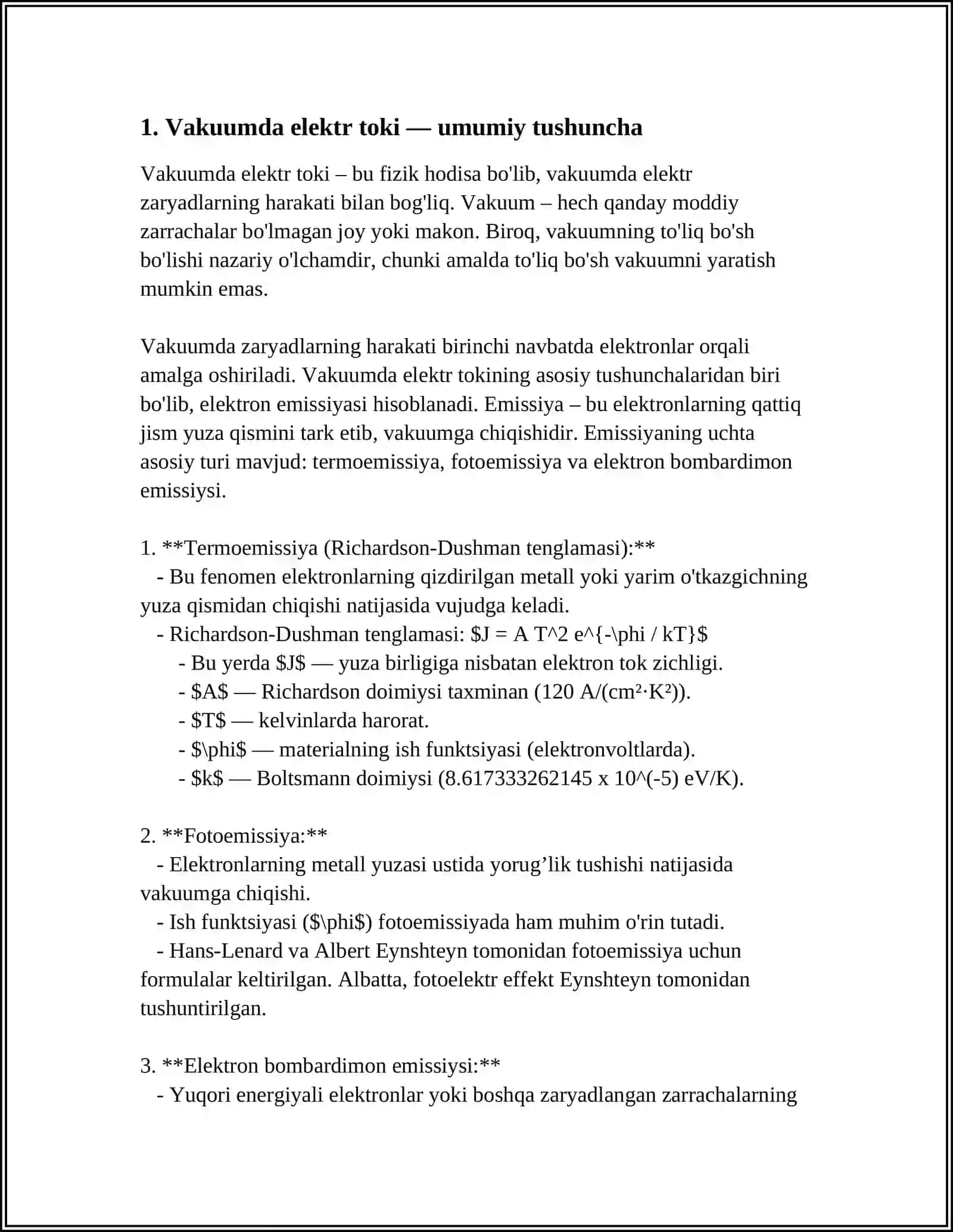 VAKUUMDA ELEKTR TOKI 3