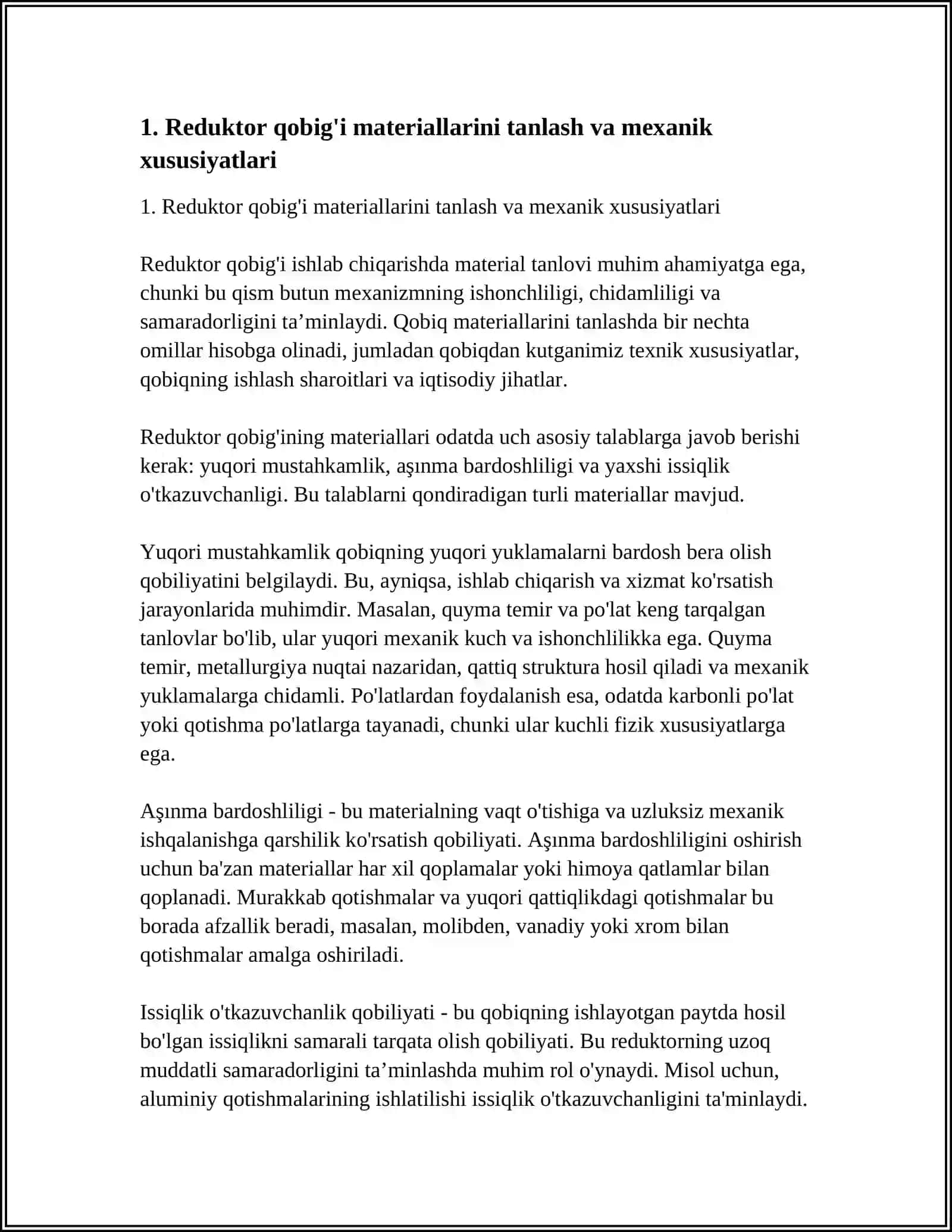 REDUKTUR QOBIG'I VA BOSHQA QOBIQLARGA MEXANIK ISHLOV BERISH 3