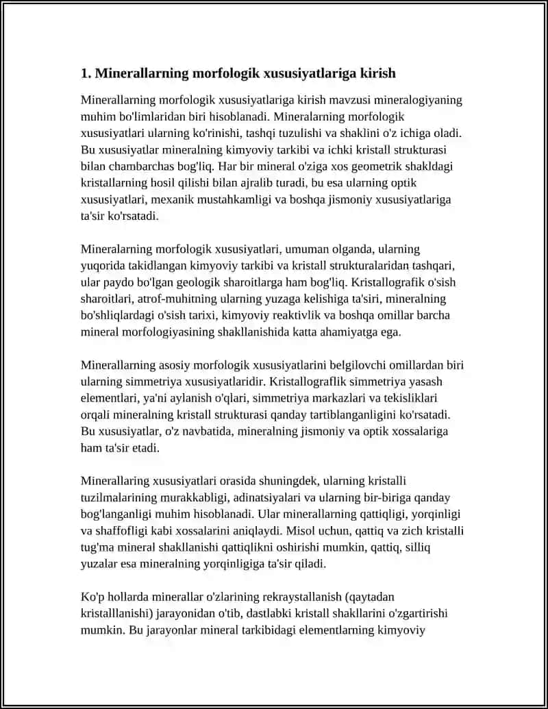 MINERALLARDAN MORFOLOGIYASI HOSSALARI ULARNING TARKIBI VA STRUKTURASI BLAN BOGʻLIQLIGI 3