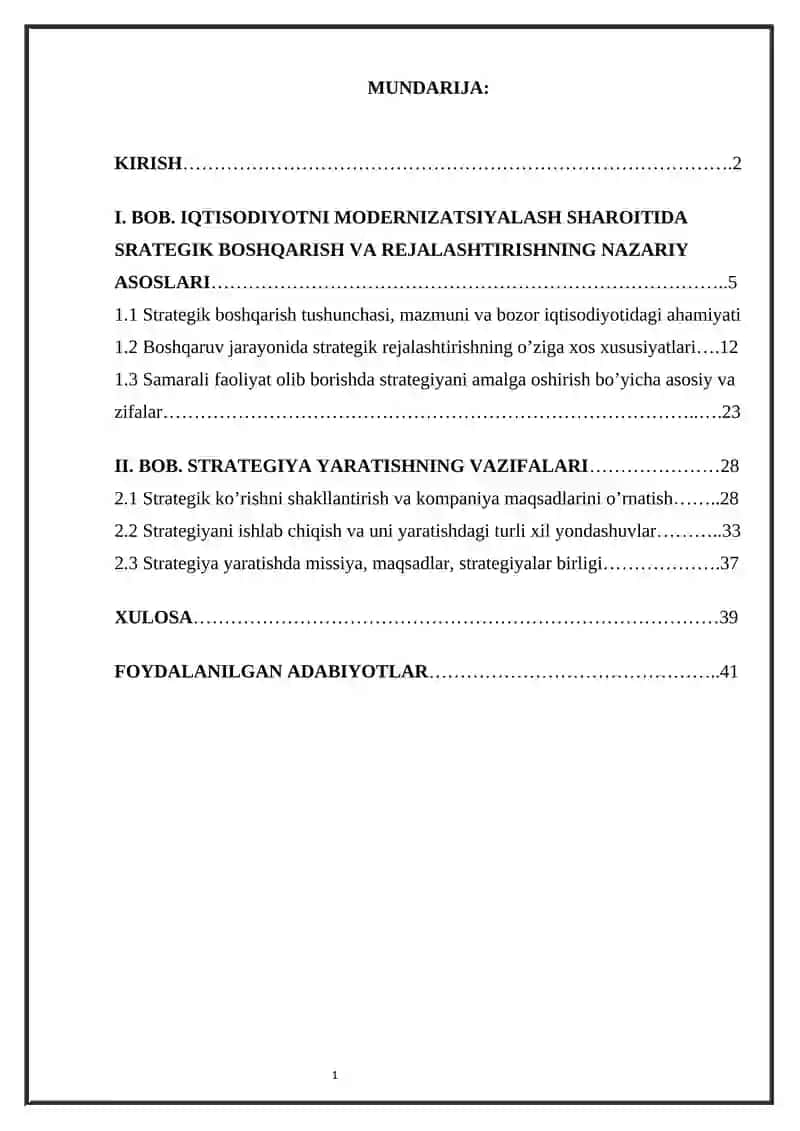 Strategik boshqaruv - Strategiya yaratishning vazifalari 3