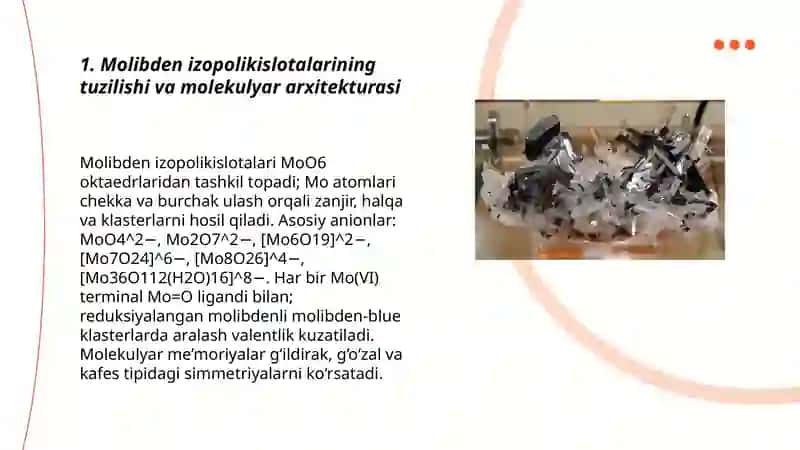 Molibden va volframning izopolikislotalari va geteropokislotalari 3