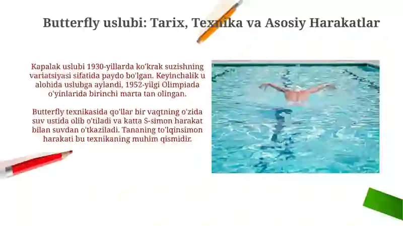 Butterfly uslubi: Tarix, Texnika va Asosiy Harakatlar 3