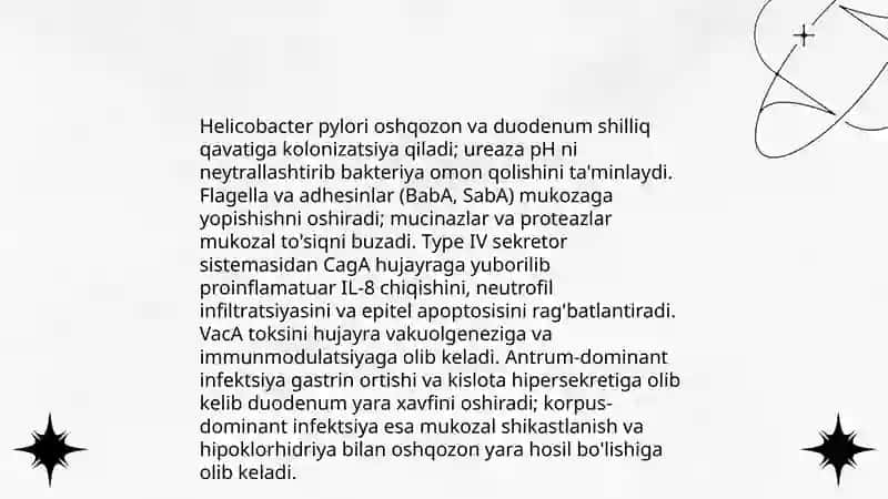 Oshqozon yara kasalligi etiopatogenezi 3
