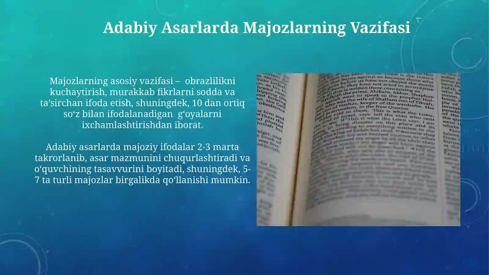 Adabiy Asarlarda Majozlarning Vazifasi 3
