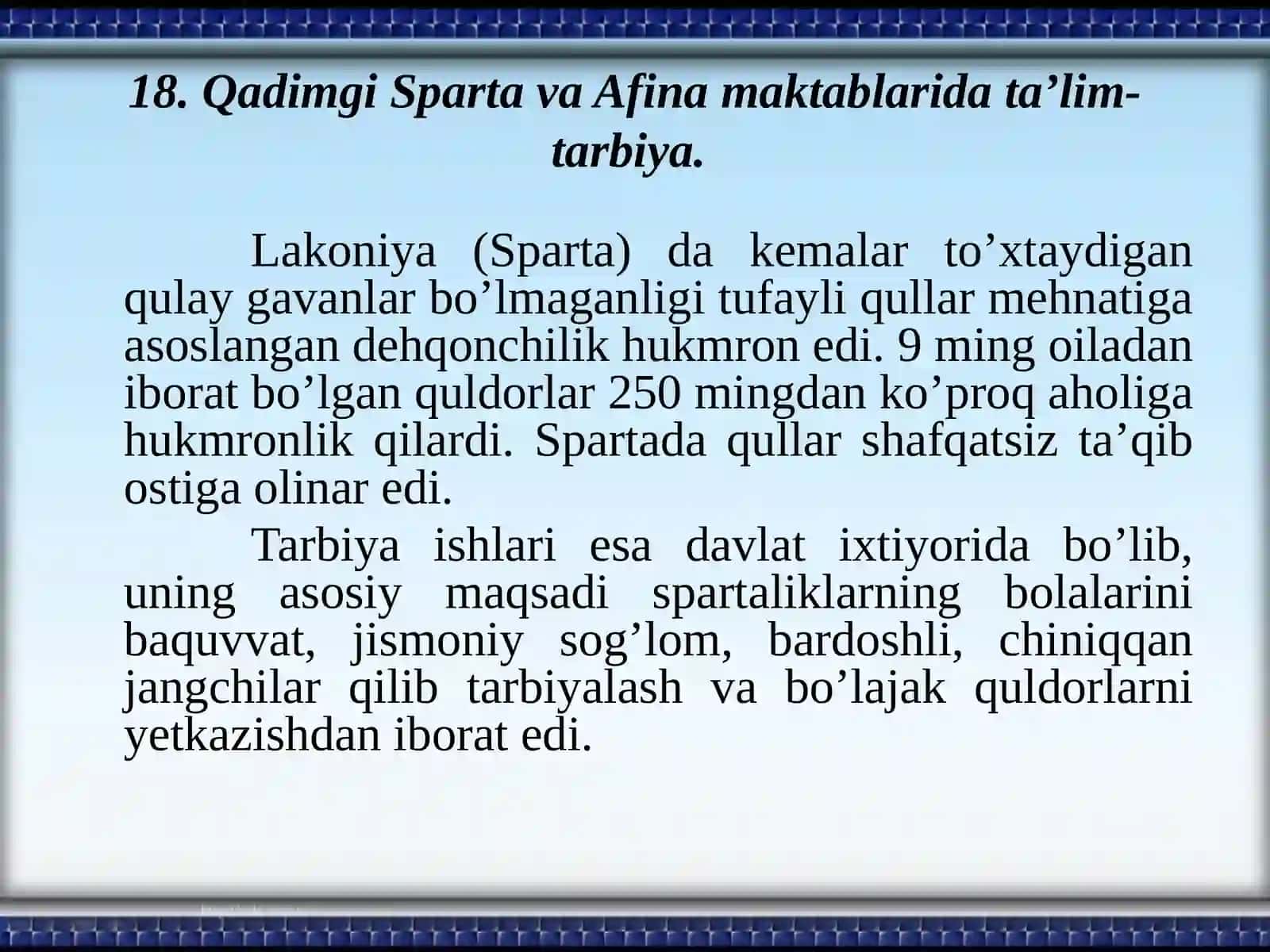 Qadimgi Sparta va Afina maktablarida ta’lim-tarbiya 3