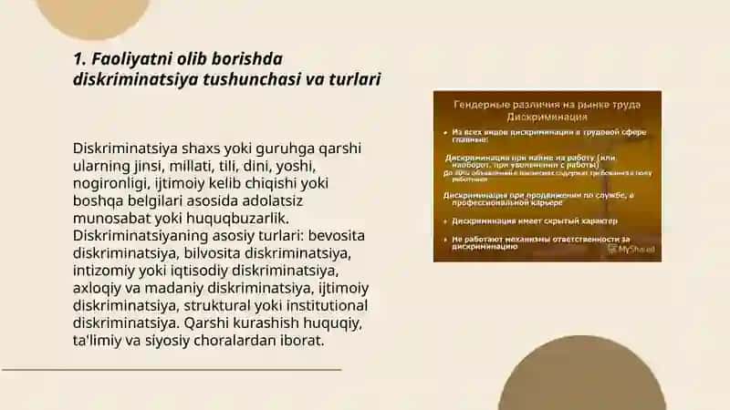 Faoliyatni olib borishda diskriminatsiya 3