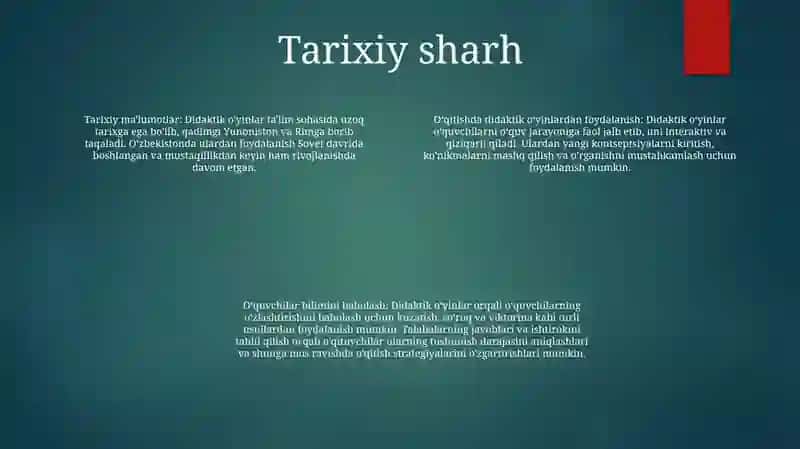 O'Qitishni Tashkil Qilishda Didaktik O'Yin Metodidan Foydalanish 3