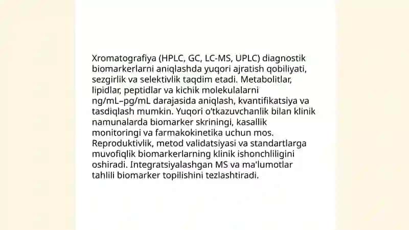 Xromotografiyaning tibbiy izlanishlardagi imkoniyatlari 3