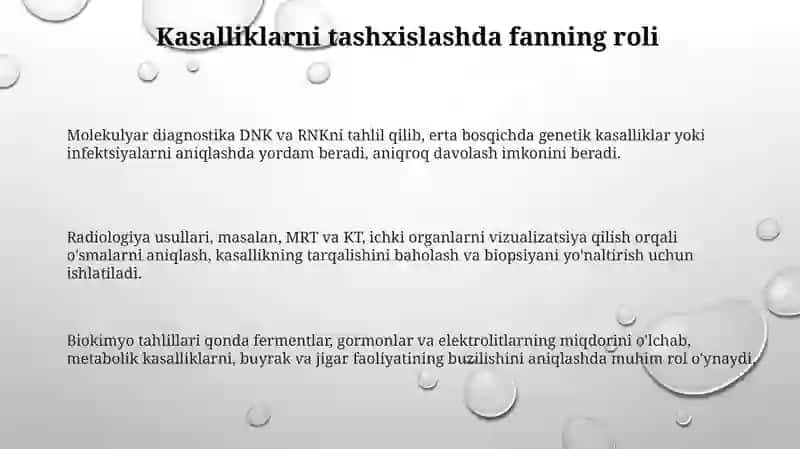 Kasalliklarni tashxislash va davolashda fanning o'rni 3