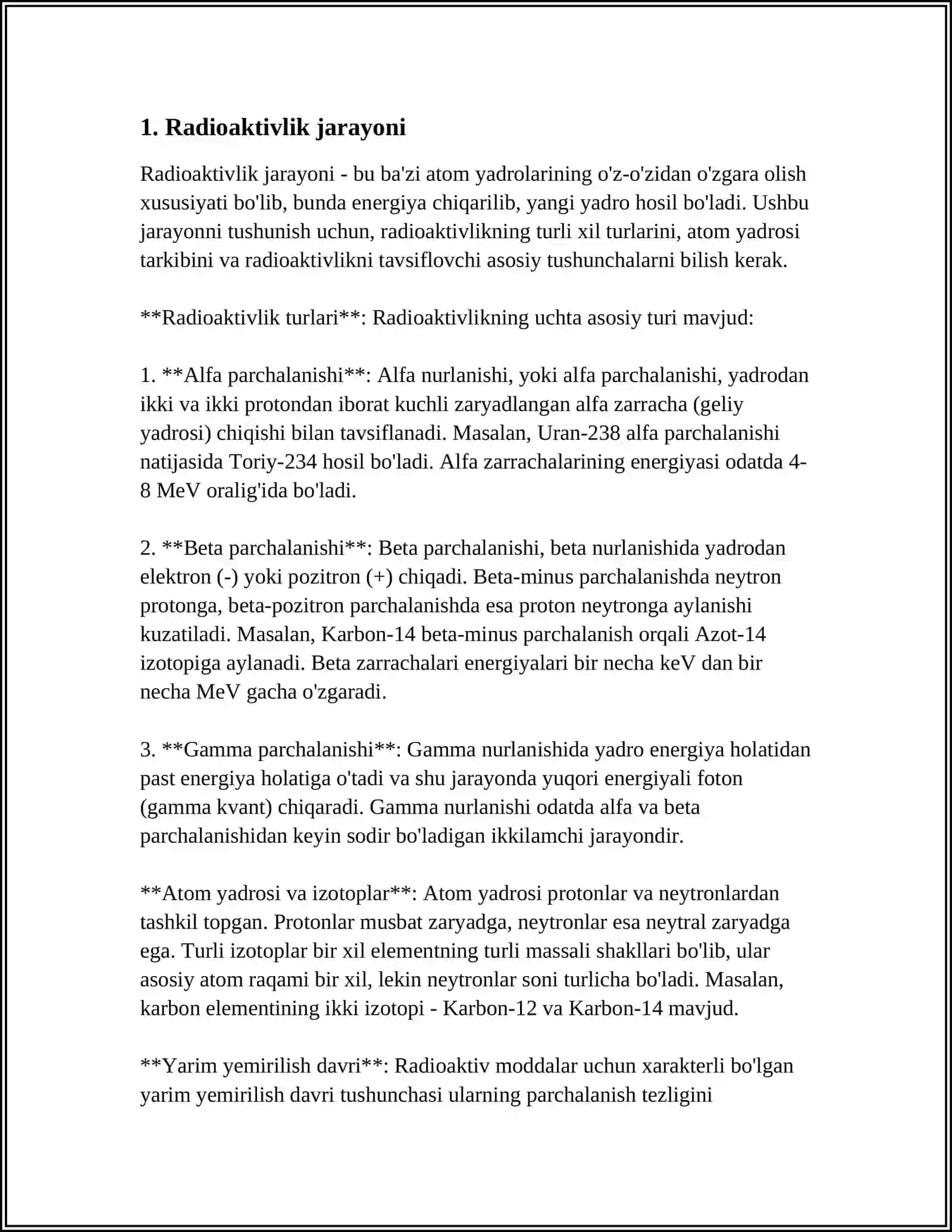RADIOAKTIV NURLANISH. RADIOAKTIV YEMIRILSH QONUNI 3