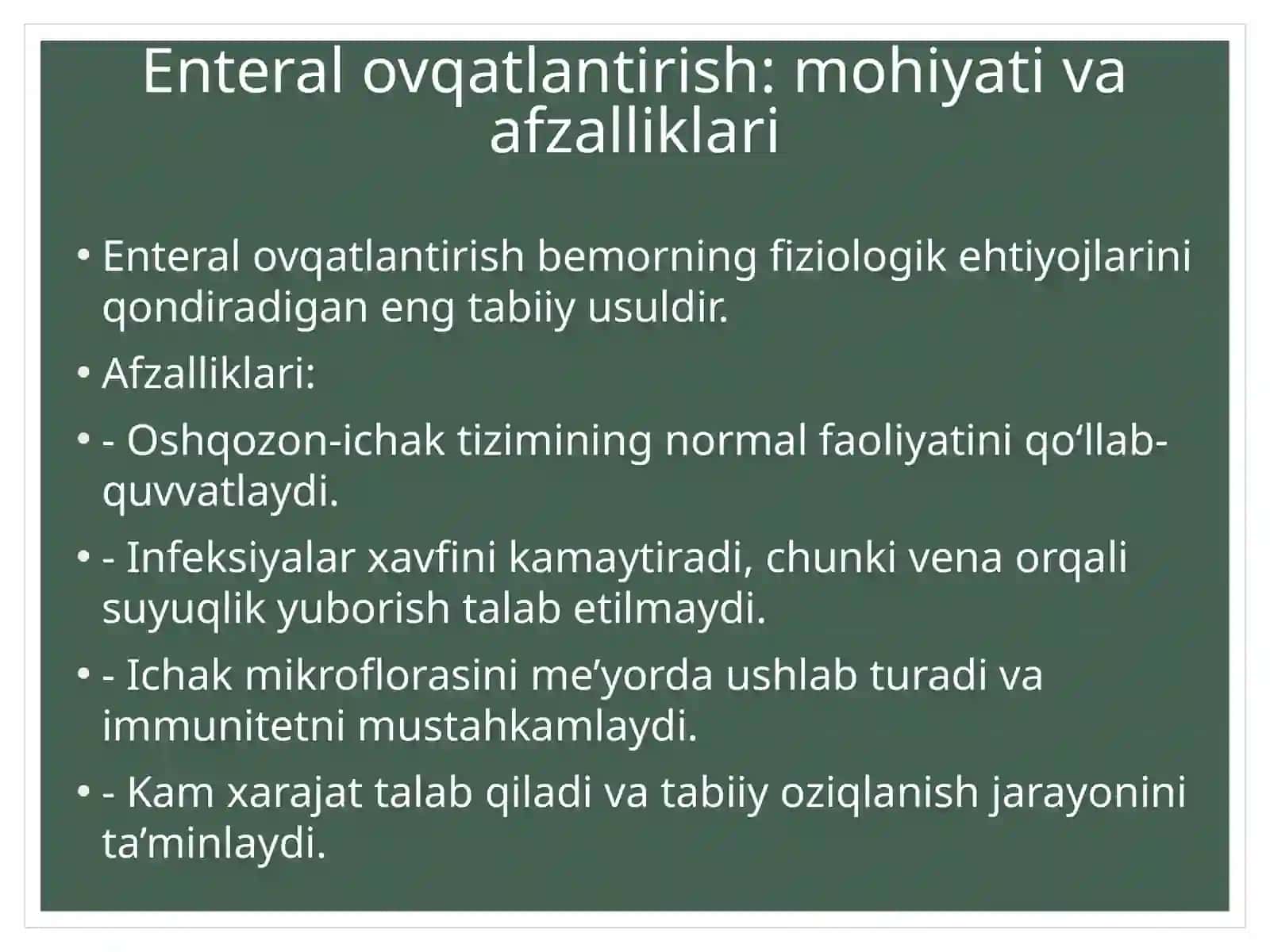 Jarrohlik bemorlarni enteral va parenteral ovqatlantirish usullari va zamonaviy dorivoritalari 3