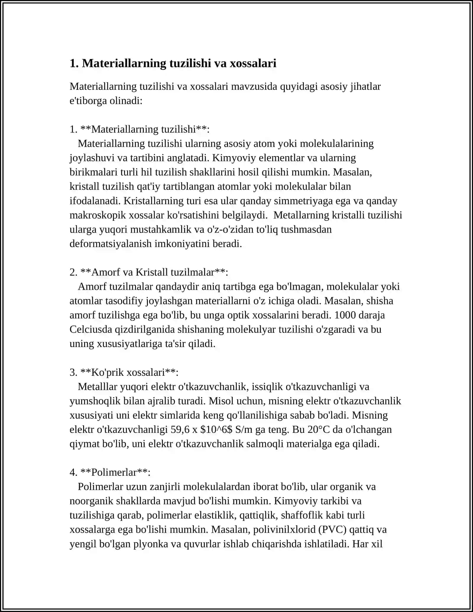 TEXNOLOGIYA FANIDAN MATERYALSHUNOSLIK BÒLIMI 3