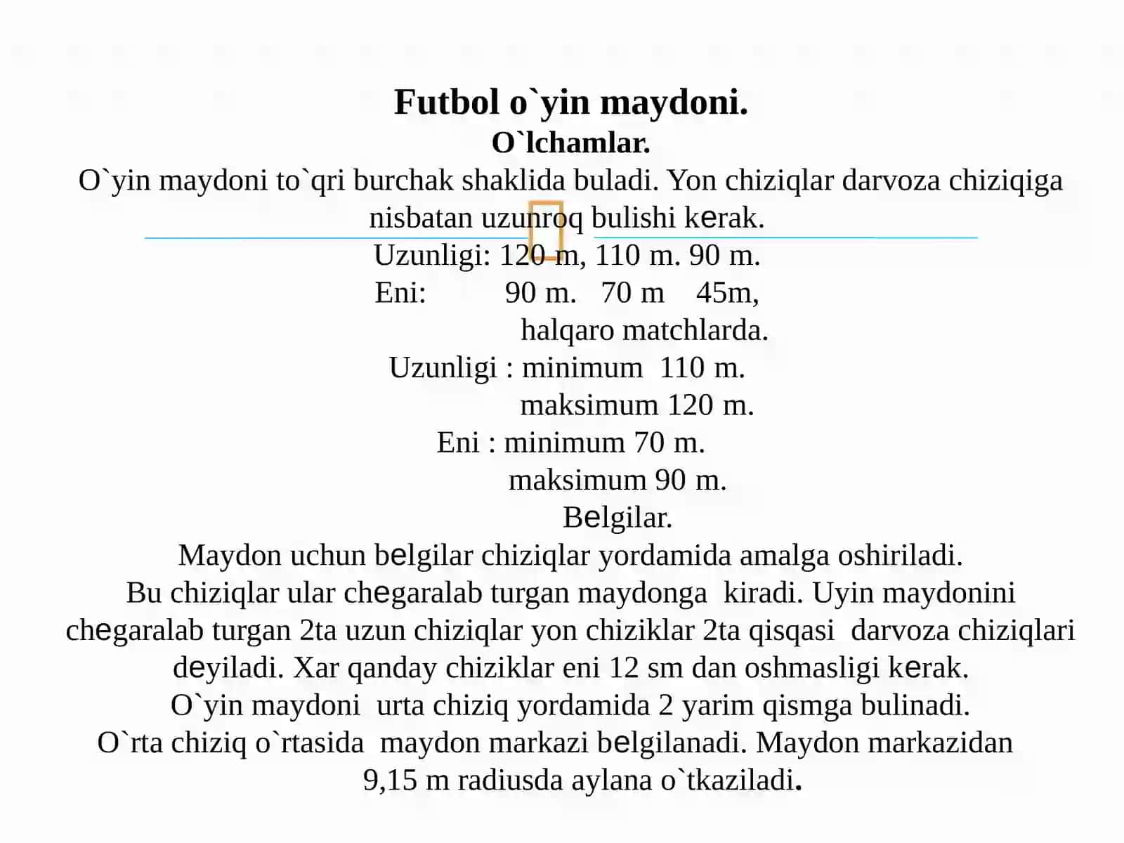 Futbol O’yini Maydon Ulchamlari Hamda O’yin Qoidalari 3