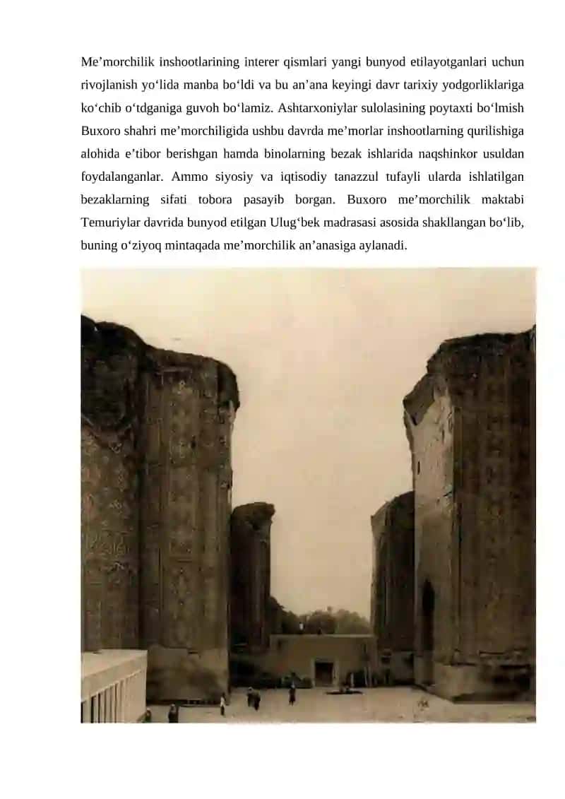 Ashtarxoniylar davrida me'morchilik va ta'lim 3