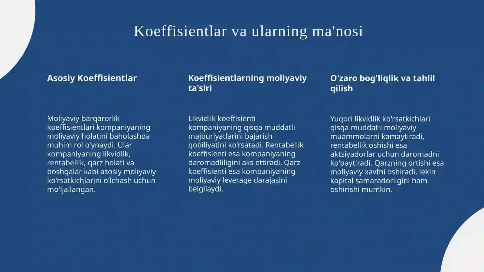 Moliyaviy barqarorlik koeffisientlarni tahlil qilish va uni oshirish bo’yicha amaliy tadbirlar ishlab chiqish 3