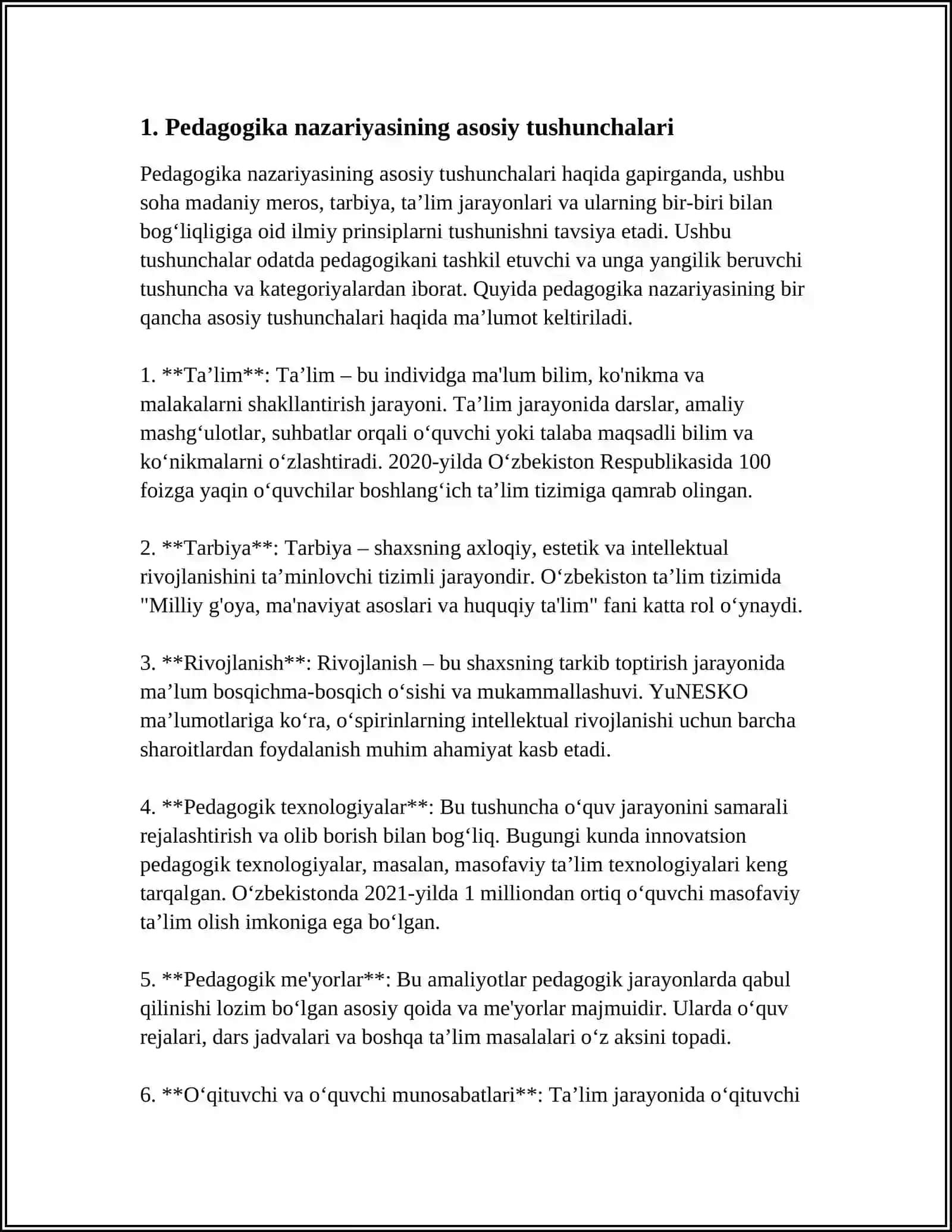 PEDAGOGIKA NAZARIYASI FANINING MAZMUNI VA MOHIYATI, PREDMETI 3
