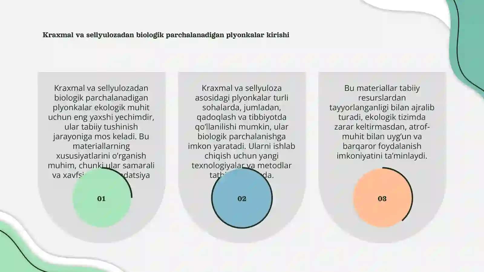 Kraxmal va sellyulozadan biologik parchalanadigan plyonkalar xususiyatlari 3