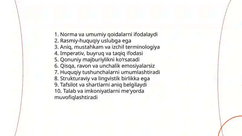 Normativ - huquqiy hujjatning tili va uslubi 3