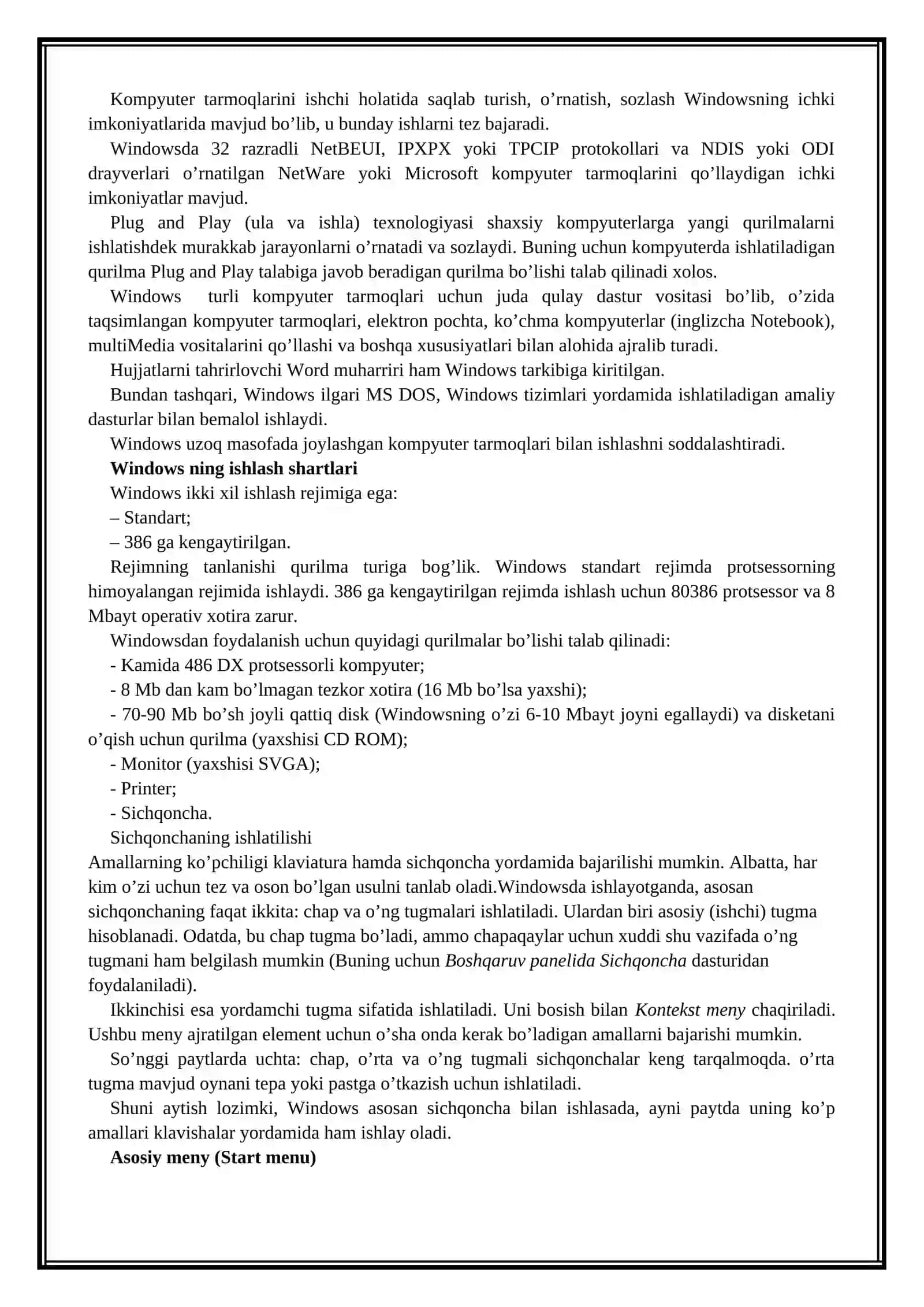 Windows operatsion tizimlari VA UNING IMKONIYATLARI 3
