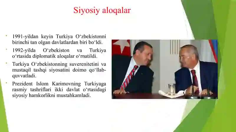 ISLOM KARIMOV DAVRIDA O’ZBEKISTON - TURKIYA MUNOSABATLARI 3