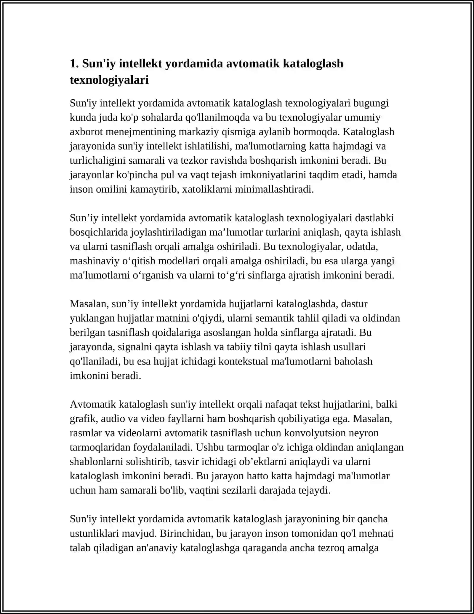 KATALOGASHTIRISH VA KLASSIFIKATSIYALASHDA YANGI TEXNOLOGIYALAR (SUN'IY INTELLEKT, BULUTLI TEXNOLOGIYALAR) 3