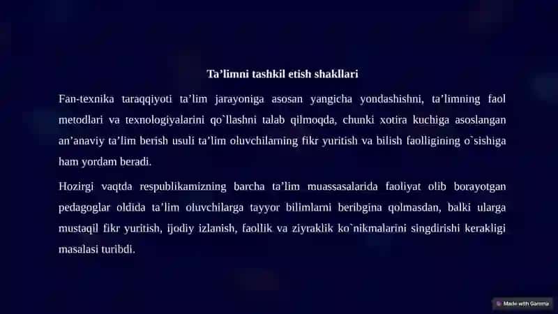 Maxsus fanlardan darslarni tashkil etish va nazorat qilish 3