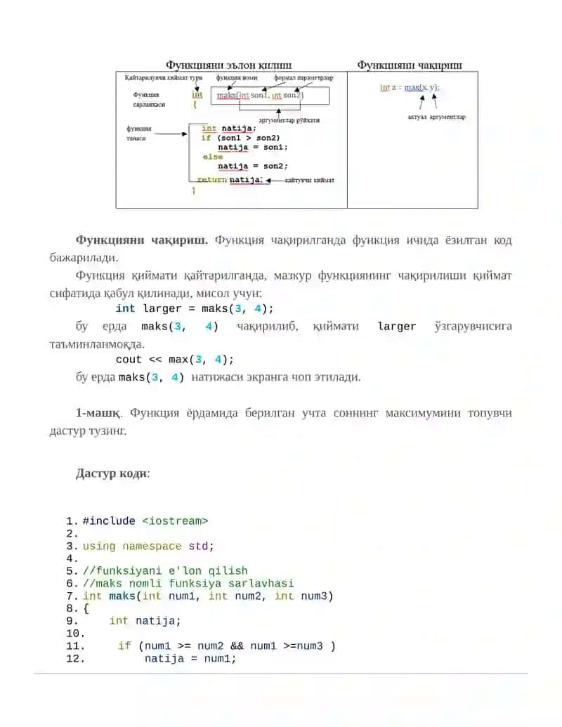 ФУНКЦИЯЛАРГА ДОИР ОДДИЙ ДАСТУРЛАР ЯРАТИШ. 3