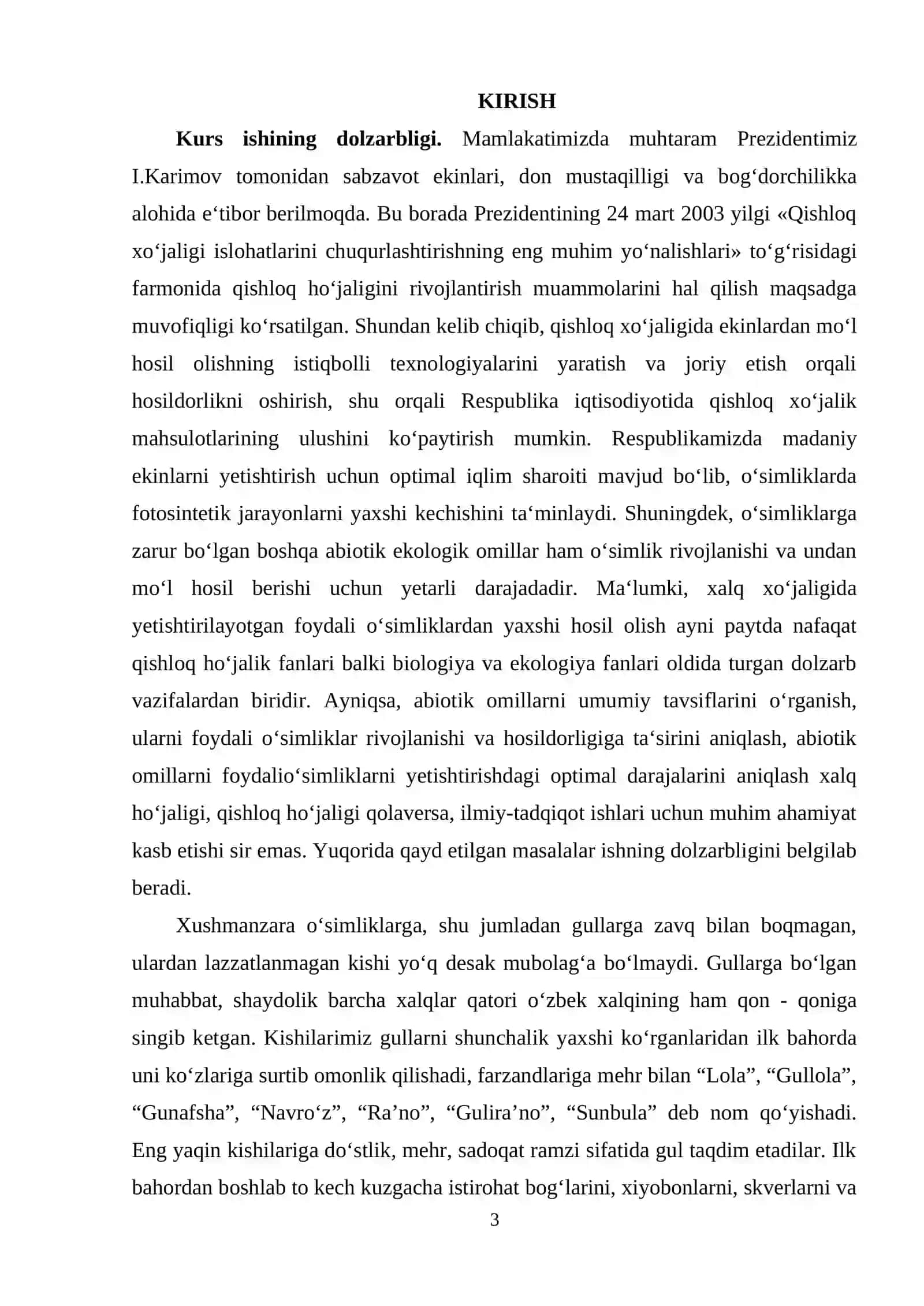 RESPUBLIKAMIZDAGI NOYOB O’SIMLIKLAR MAVZUSIDA KURS ISHI 3