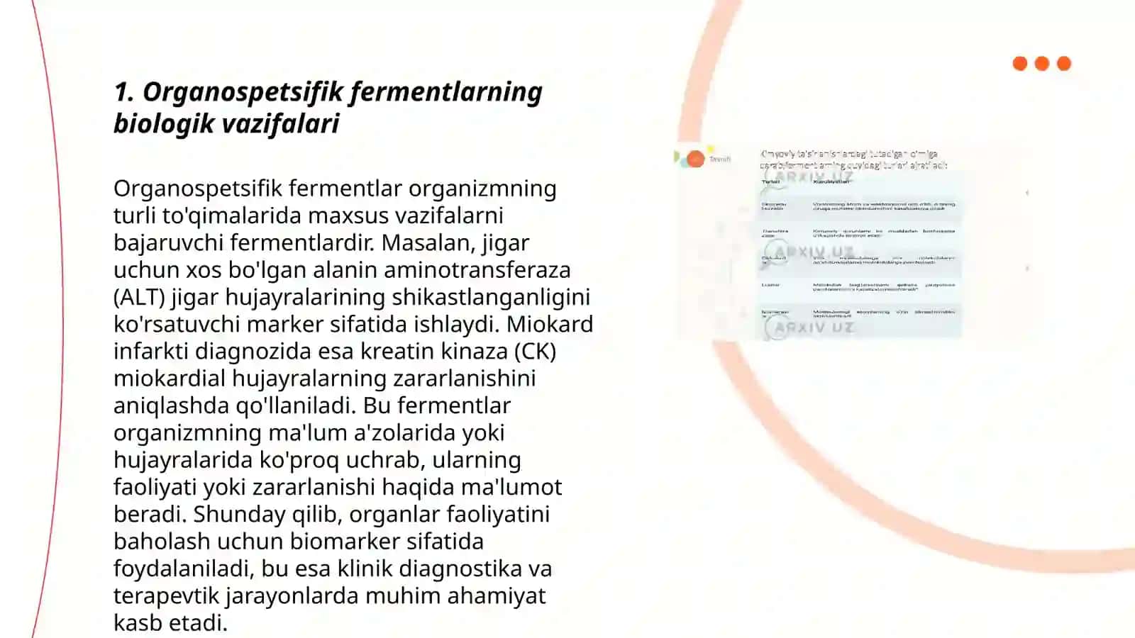 Organospetsifik fermentlar, ularni roli Enzimopatologiya Enzimodiagnostika 3