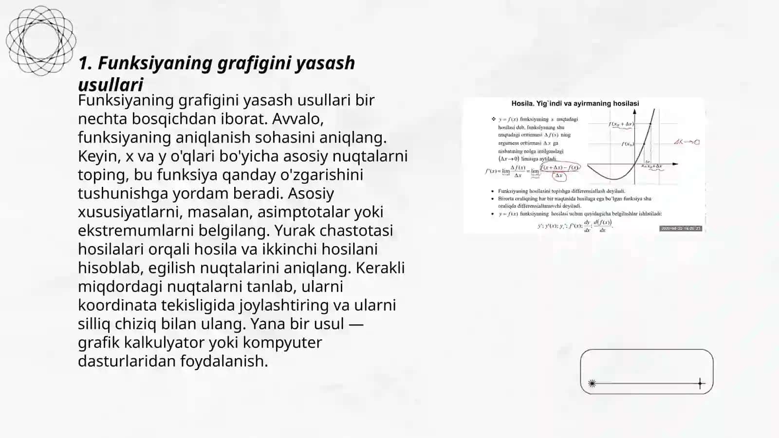 Funksiyaning grafigini yasash usullari 3