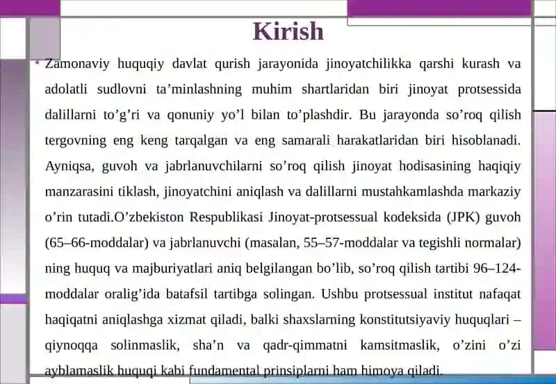 Guvoh va Jabrlanuvchini So'roq Qilish 3