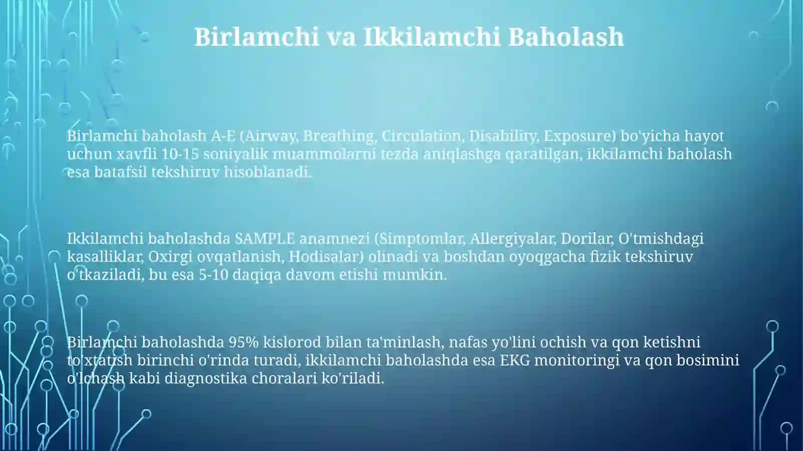 Shoshilinch holatlarda bemorning ahvolini baholash 3