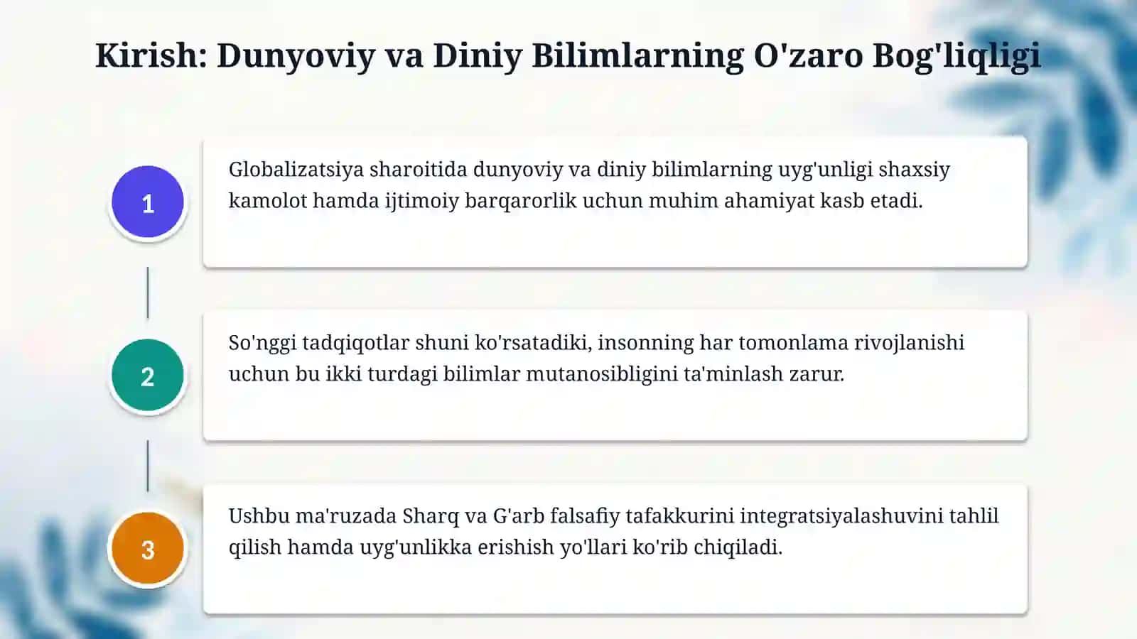 Dunyoviy va diniy bilimlar mutanosibligini ta'minlashning ahamiyati 3