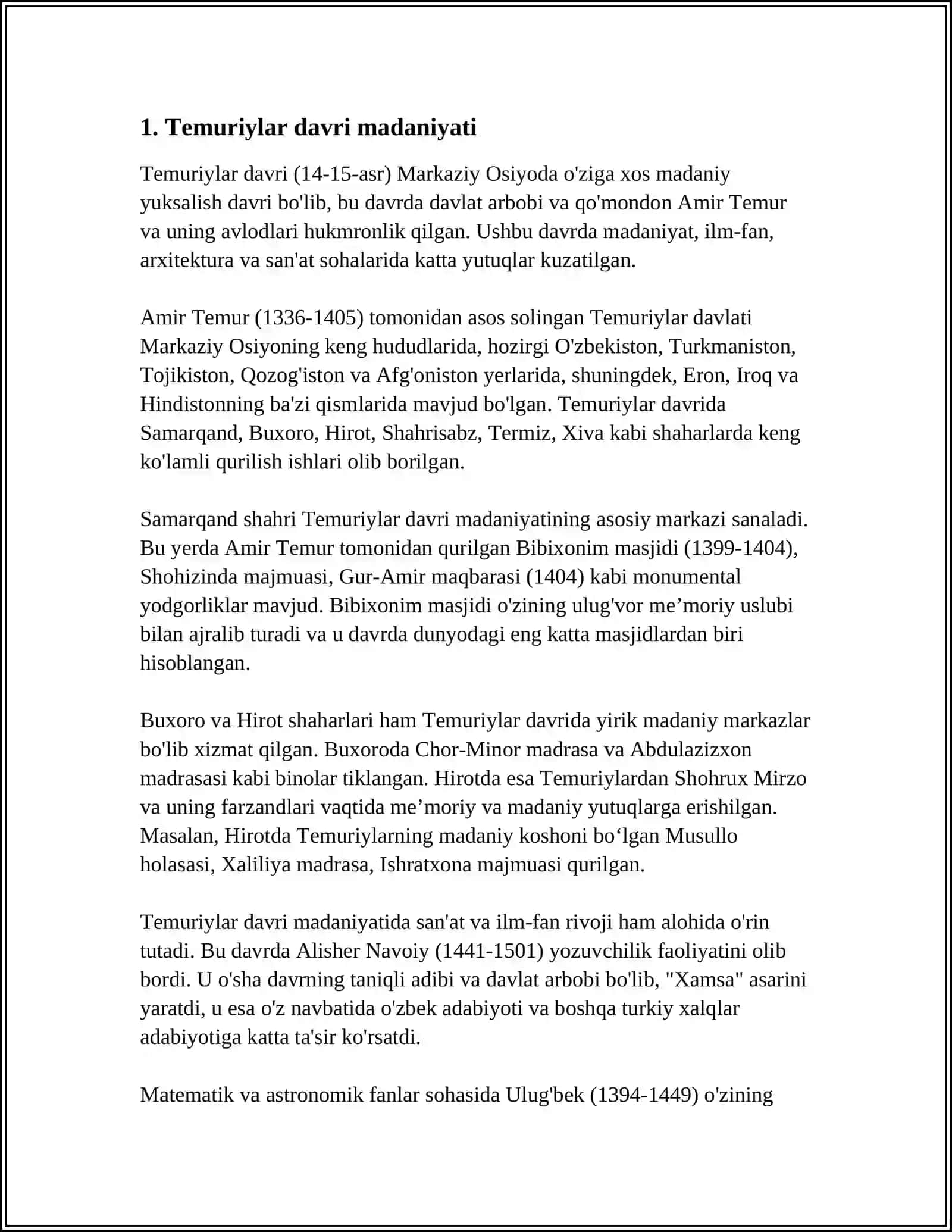 TEMURIYLAR DAVRIDA MANAVIY MARIFIY YUKSALISHI 3