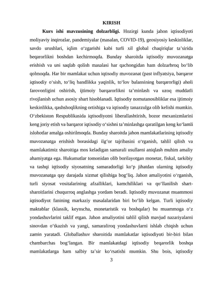 Jahon amaliyoti iqtisodiy muvozanatga erishishning asosiy usullari 3