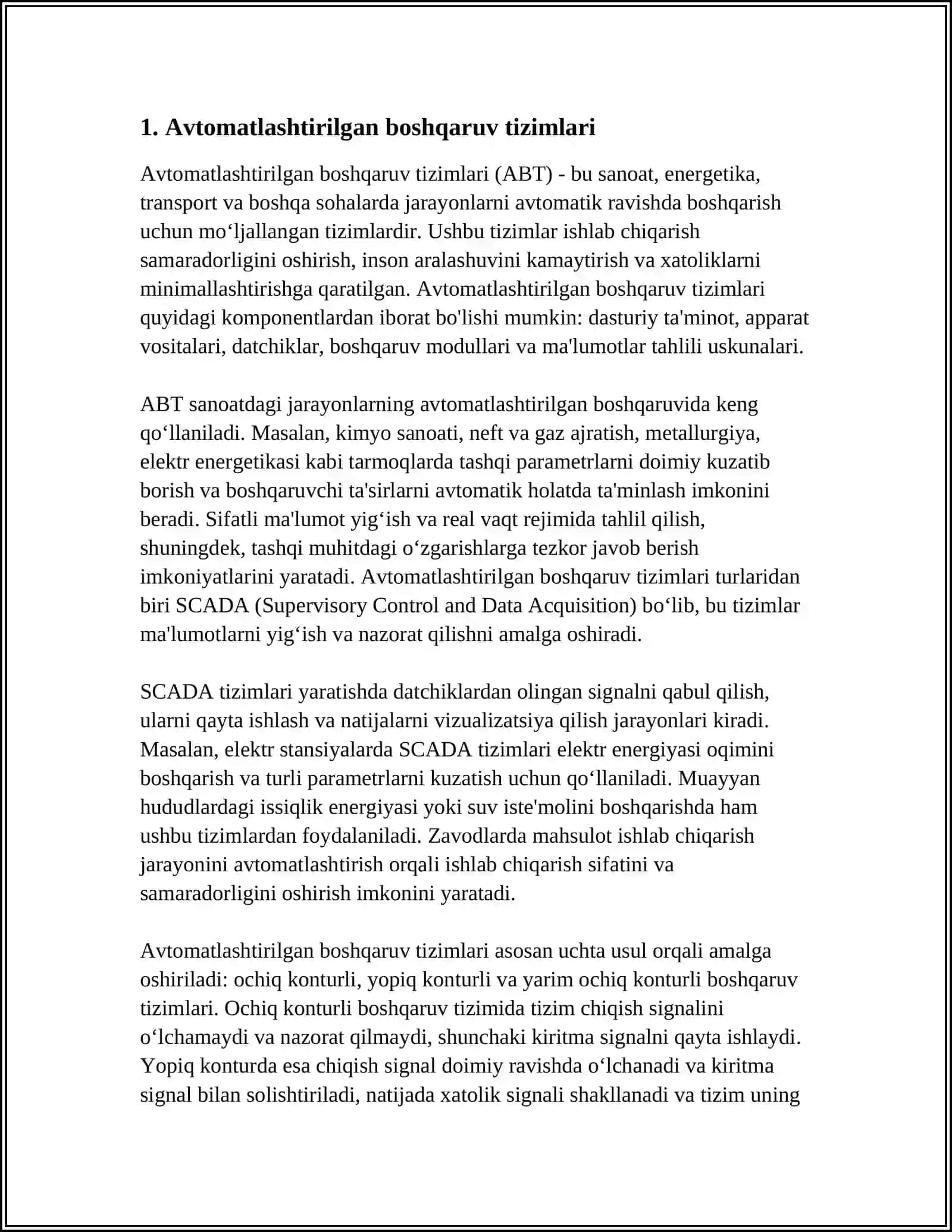 Avtomatlashtirilgan boshqaruv tizimlari 3