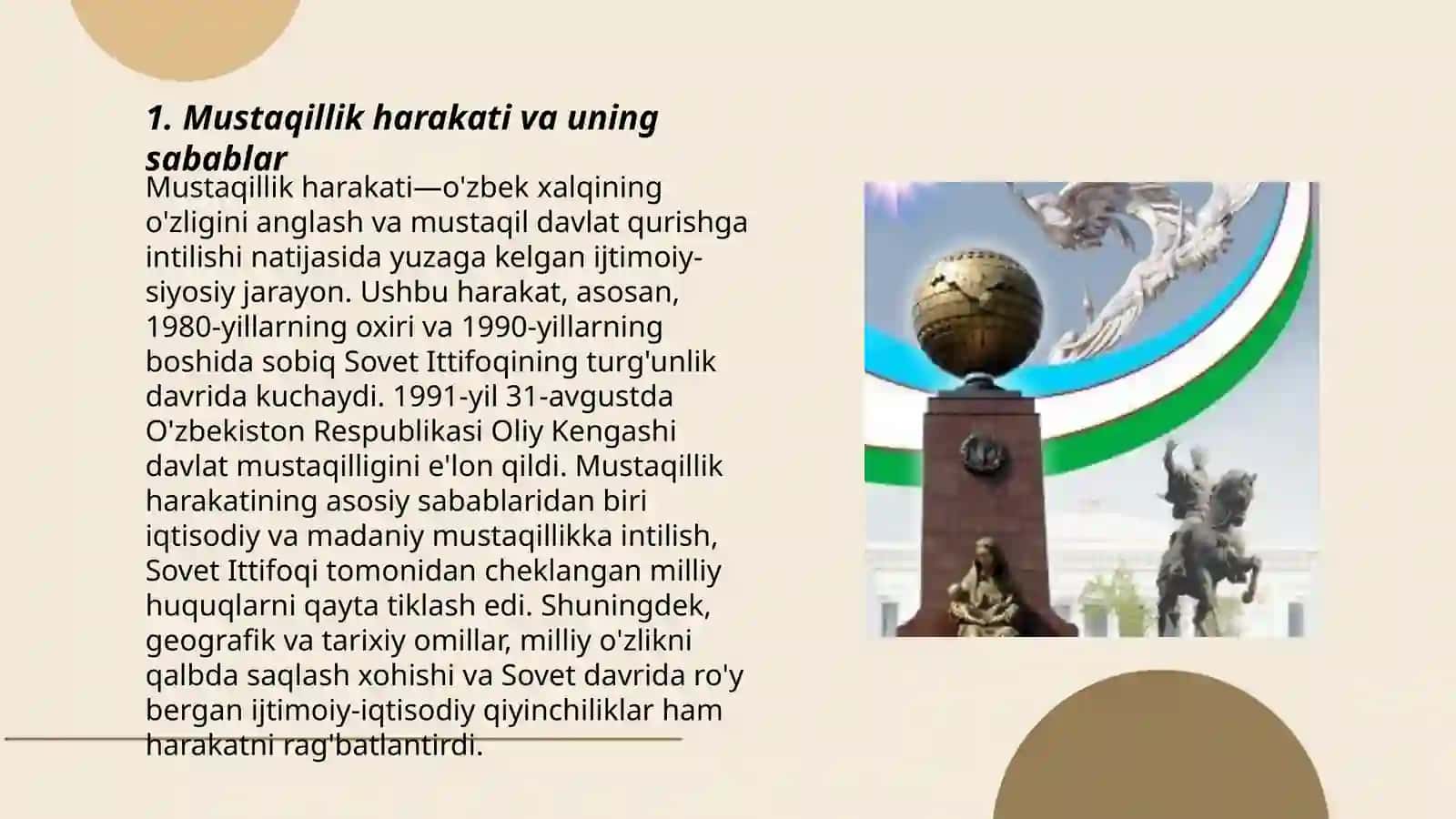Mustaqillika erishish arafasida Oʻzbekistondagi ijtimoiy- siyosiy jarayonlar 3