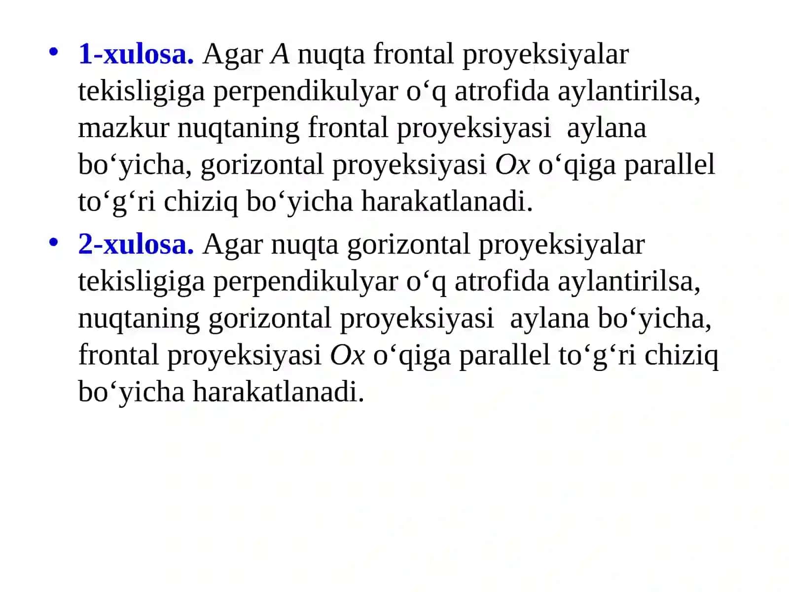 Geometrik shakllarni proyeksiyalar 3