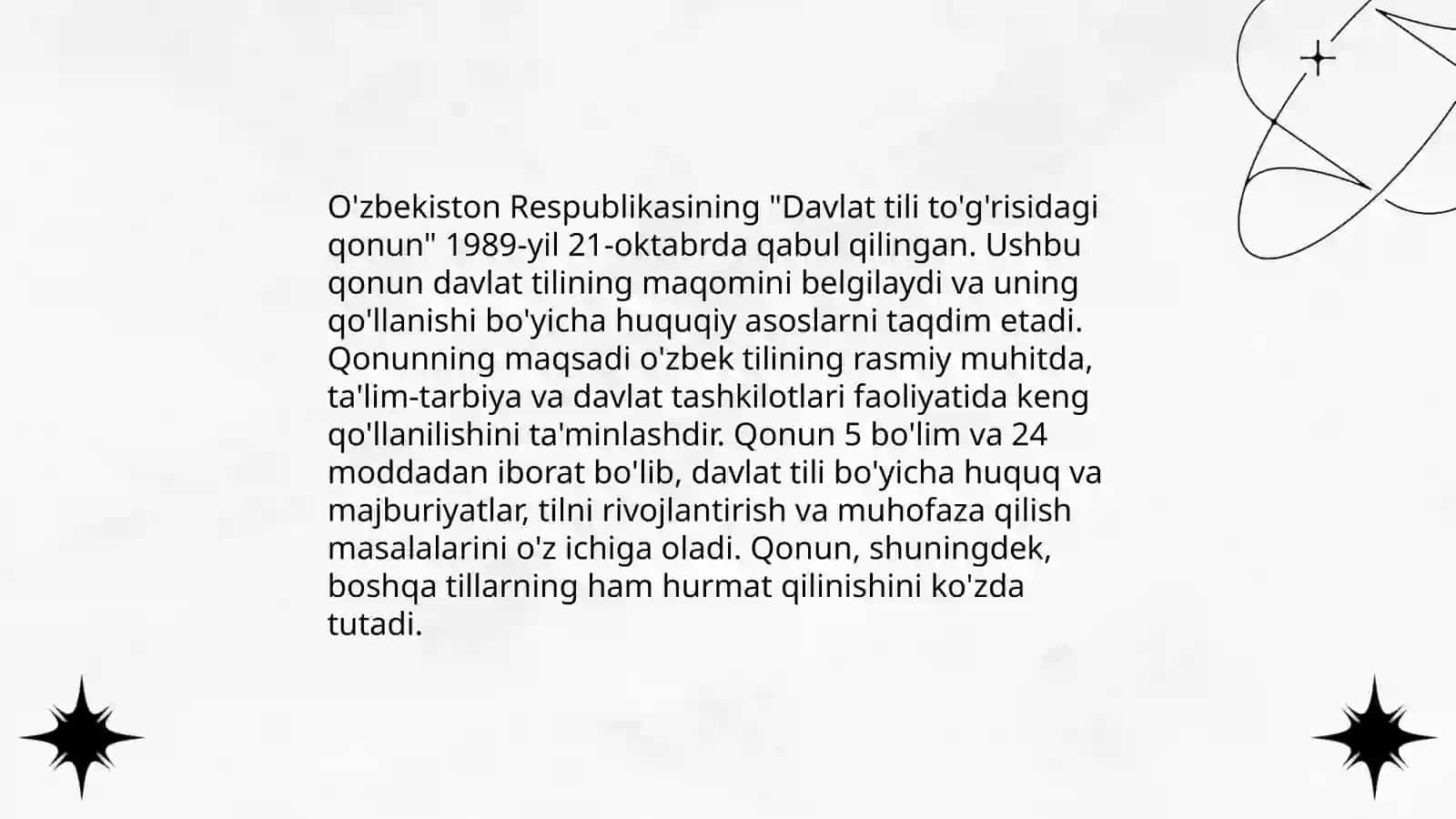 Davlat tilini rivojlantirish yo'lida qabul qilingan qonun hujjatlari 3