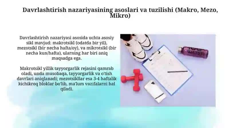 Sport trenirovkasini davrlash faoliyatining o’ziga xos xususiyatlari 3